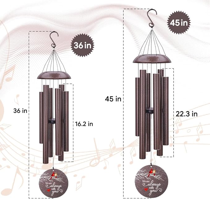 Personalized Sympathy Wind Chimes, Cardinal Wind Chimes, Wind Chime for Loss of Loved Father/Mother/Lover, Commemorative Sympathy Bereavement Gifts for Condolences/Funeral, Product in USA