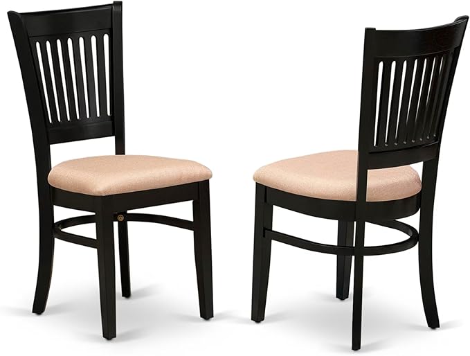 East West Furniture ANVA3-BLK-C 3 Piece Modern Dining Table Set Contains a Round Kitchen Table with Pedestal and 2 Linen Fabric Dining Room Chairs, 36x36 Inch, Black