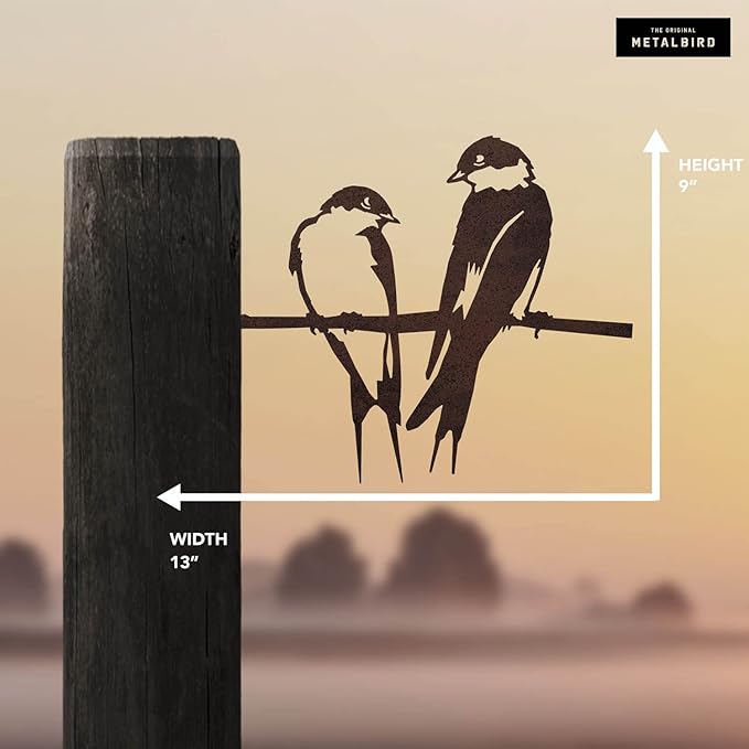 METALBIRD - Pair of Swallows - Outdoor Tree Ornaments in Corten Steel - Metal Art Proudly Made in The USA
