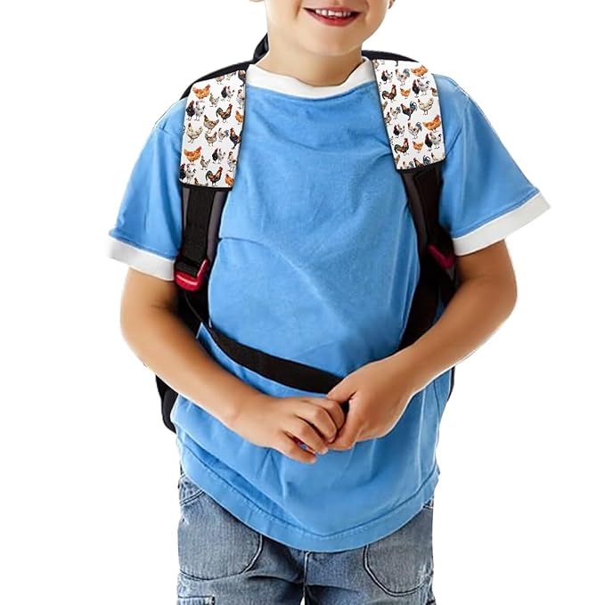 Biyejit Rooster Print Car Seat Belt Pad Cover for Kids, 2-Pack Soft Car Safety Seat Belt Strap Shoulder Pad for Adults Children Shoulder Protector Suitable for Backpack, Shoulder Bag Cover