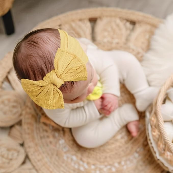 6PCS Baby Headbands, Girls Headbands with Bows, Soft Stretchy Nylon Hair Bands Hair Accessories for Newborn Infant Toddler