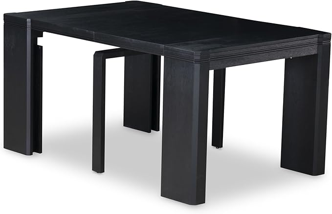 X12X2-006-30 - 13-piece Dining Room Table Set a Rectangular Kitchen Table and 12 Wire Brushed Black Polyester Fabric Stackable Chair, 39x120 Inch, Wire Brushed Black
