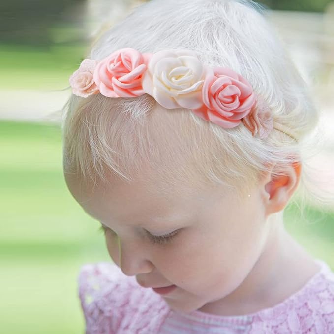 Baby Girl Headbands Nylon Flower Elastic Hairbands 6pcs Hair Accessories Gift for Newborn Infant Toddlers