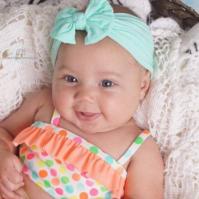 Baby Girl's Toddler Bow Knot Headbands Soft Nylon Headband for Daily Life Birthday Party Photography (Navy Blue)