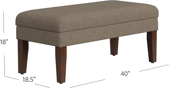 HomePop Home Decor | Upholstered Decorative Storage Ottoman Bench | Ottoman Bench with Storage for Living Room & Bedroom | Decorative Home Furniture, Textured Brown