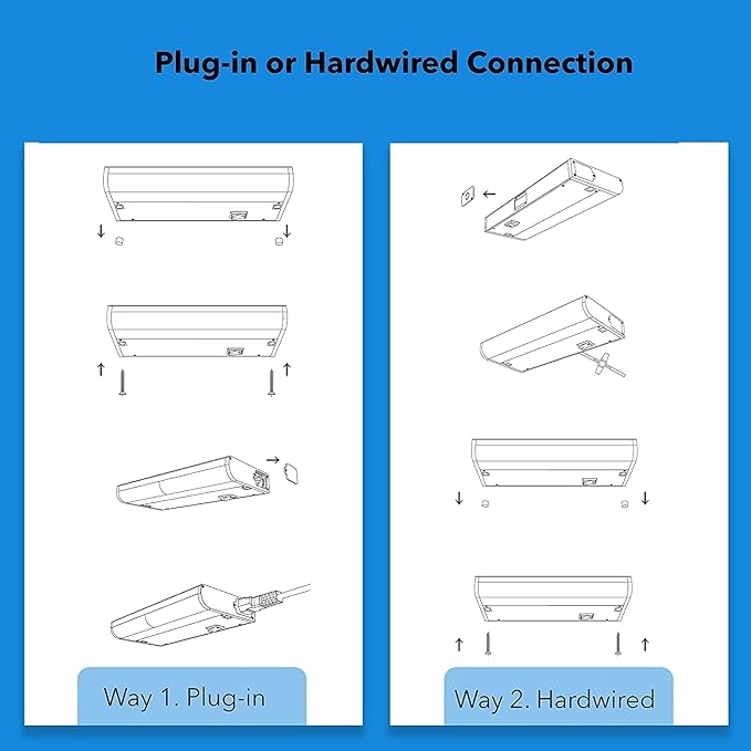 LED Under Cabinet Lighting Hardwired, Smart Adjustable White and RGB Dimmable Lights for Under Cabinets in Kitchen, Compatible with Alexa Google, App Control and Remote Included 2-Pack (2-Bar 24 Inch)