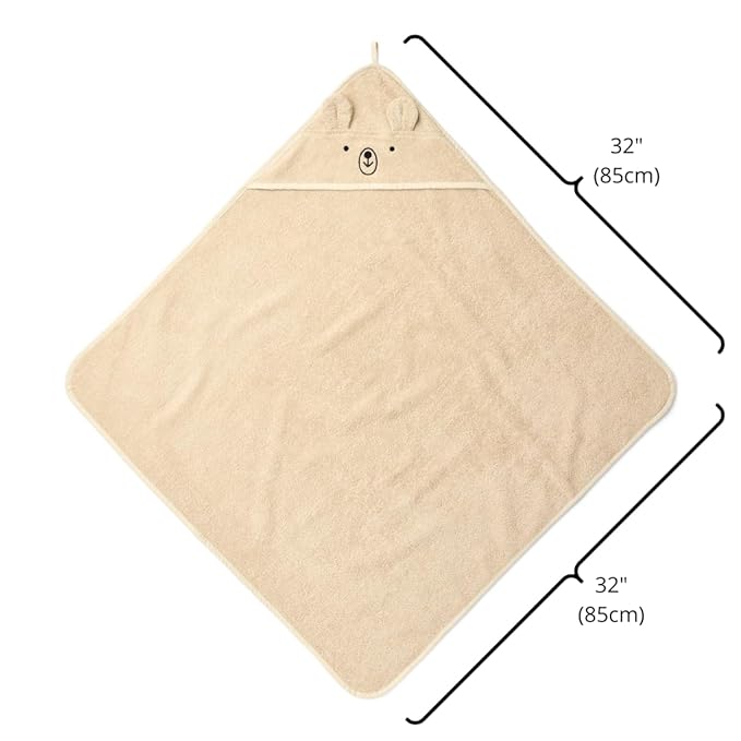 Hooded Baby Towels - 100% Organic Cotton Baby Bath Towels, 32" x 32" Super-Soft and Absorbent Baby Towels for Newborn Baby Boys 2-Pack (Bear Fog/Baby Blue)