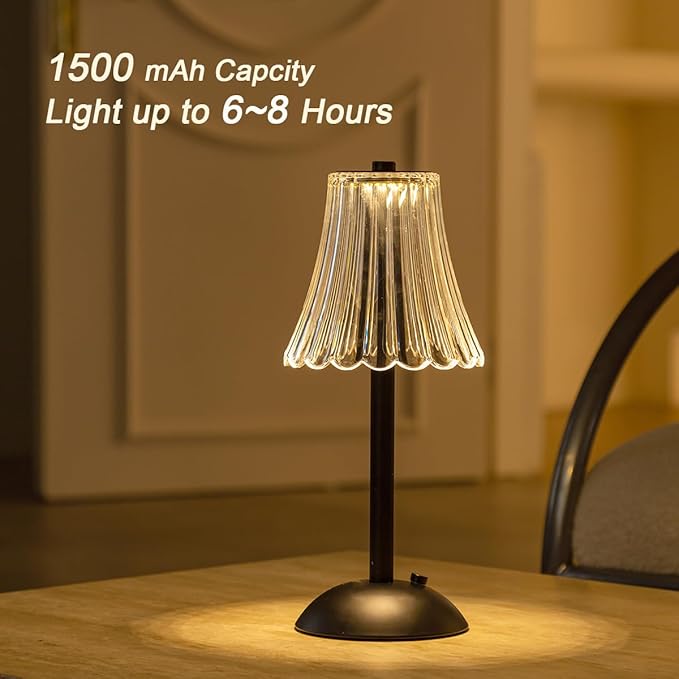HEQET Cordless Table Lamps for Home,Table,Dining Room, Gold Rechargeable Lamps, USB Charge 12'' Tall LED Brass Portable Outdoor Indoor Table Lamp with Built-in Dimmer (Black-White)