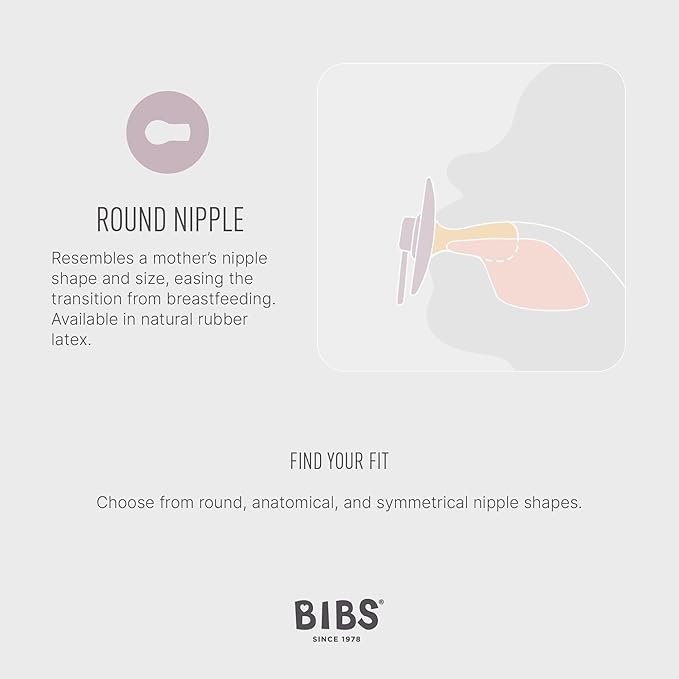 BIBS Color Pacifiers 4-Pack | BPA Free Soother Pacifier | Round Nipple | Natural Rubber Latex | Made in Europe | Size 0-6 Months | Ivory