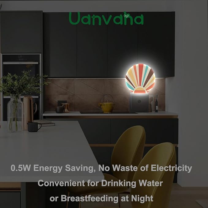 Boho Sun Night Lights Plug into Wall Abstract Sunshine Mid Century Modern Sun LED Dusk to Dawn Plug-in Nightlight Auto Sensor for Bedroom Bathroom Hallway Living Room