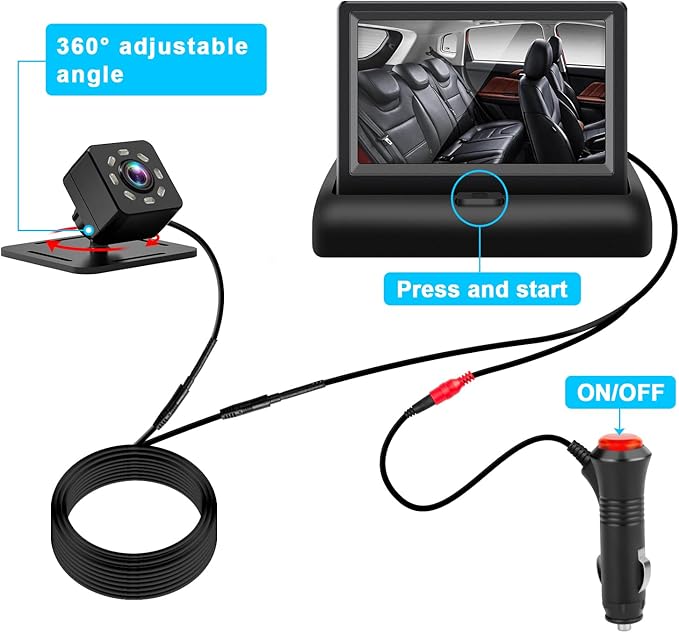 Baby Car Mirror with 4.3'' HD Night Vision Function Display, Safety Car Seat Camera with Wide Crystal Clear View, Easily Observe The Baby’s Move(Not USB)