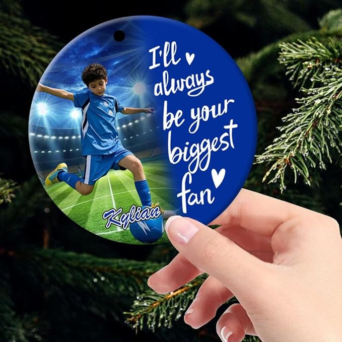 NAZENTI Personalized Family Soccer Christmas Ornament, Custom Girl, Boy Soccer Player Ornament with Name & Number, Soccer Keepsake Men Player Christmas Tree Decoration, Xmas Gifts for Football Lovers