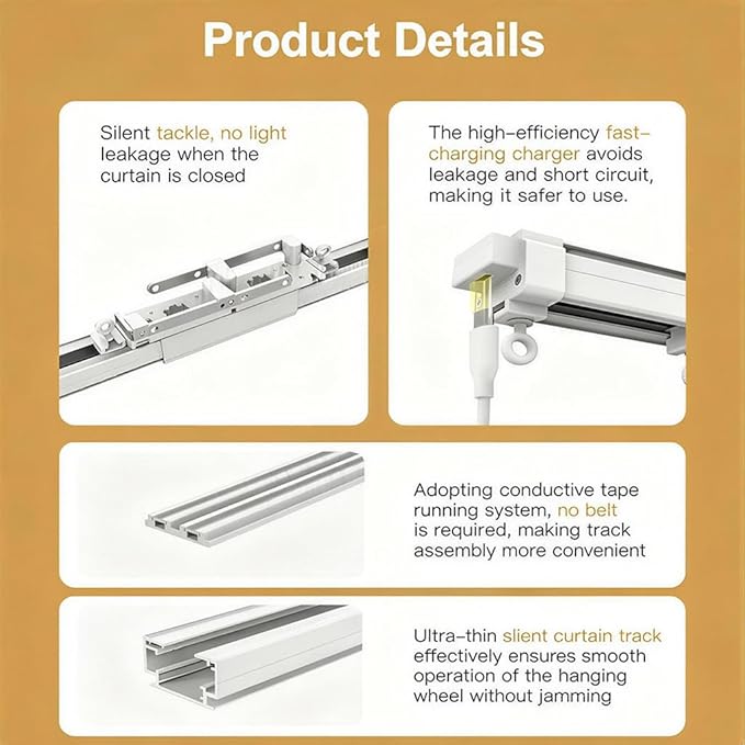 ZigBee 3.0 Dual Motor Smart Curtain Track System, Ripple Fold Electric Drapery Rods, Independent Left Right Control Day Night Curtains, 1.2N.m Mini Automatic Opener (6 meters (236.2 inches))