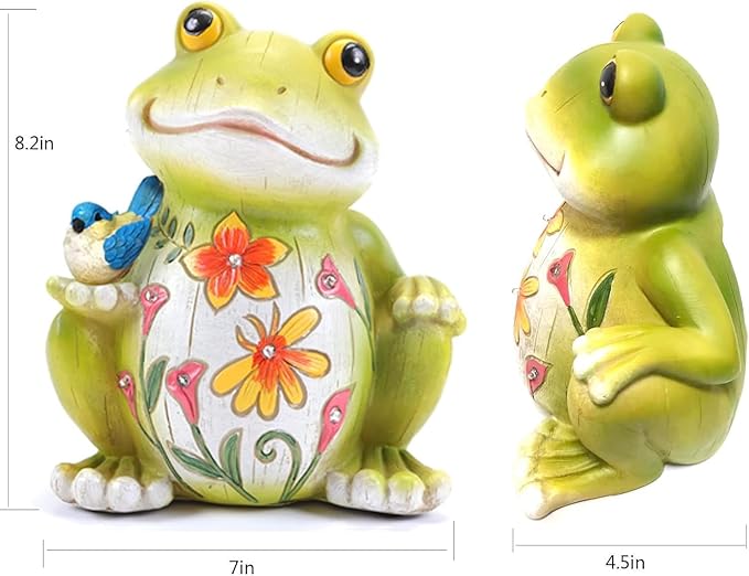 Outdoor Frog Sculptures,Solar Resin Garden Outdoor Statues,Christmas Decorations Frog Gifts Sculptures Decorations for Home Patio,Yard,Lawn, Porch, Ornament