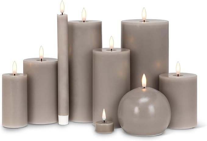 Abbott Collection Wax LED Flameless Pillar Candle - Gray (3x5 H)