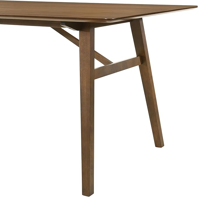 Armen Living Channell Mid Century Modern 7 Piece Walnut Wood Dining Table Set with Orange Fabric
