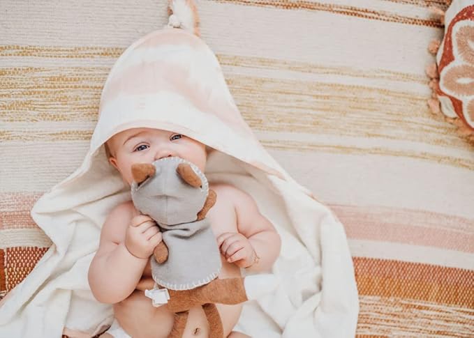 Crane Baby Hooded Towel - 100% Cotton & Terry Cloth, Pink Tie-Dye, 30" x 30", Hooded Baby Beach & Bath Towel