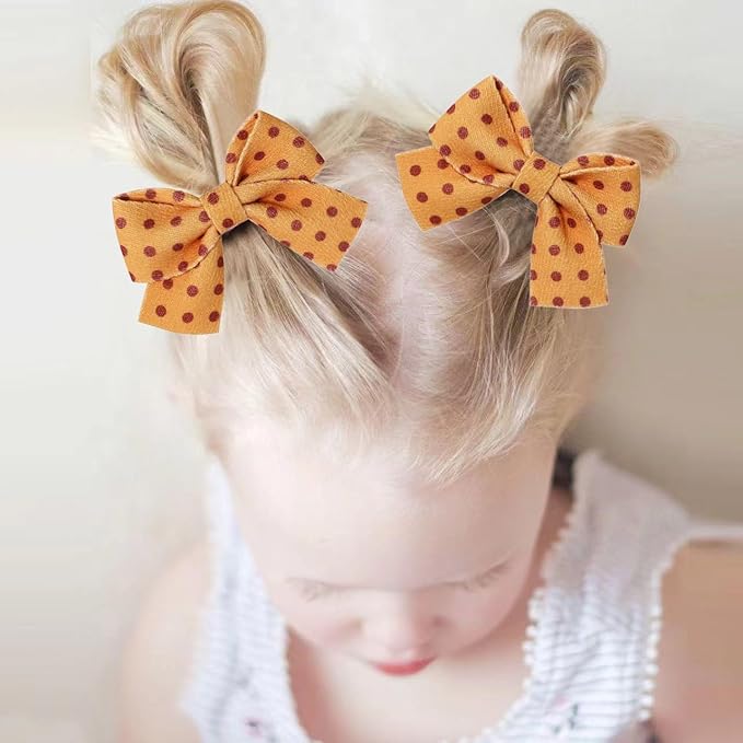 Baby Hair Clips for Girls, LeopardBaby Clip Bows, Toddler Girl Hair Accessories forKids Fully Lined Polka Dot Alligator ClipBarrettes,Packed in pairs[L]