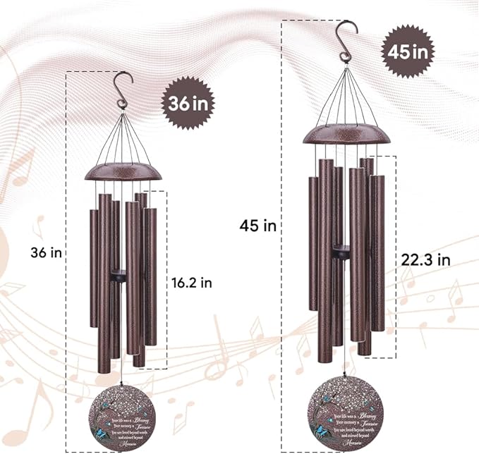 Personalized Wind Chimes, Butterfly Sympathy Wind Chime, in Loving Memory for Loss of Loved Dad/Mom, Metal Large Memorial Gifts, 36inch/45inch Deep Tone Wind Chime (Produced in USA)