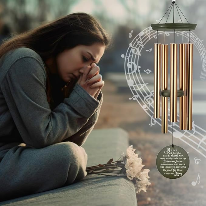 Personalized Wind Chimes, Life Tree Sympathy Wind Chimes, Memorial Gifts, in Loving Memory of, Windchime for Loss of Loved Dad/Mom, 36inch Deep Tone Wind Chime Outside (Produced in USA)