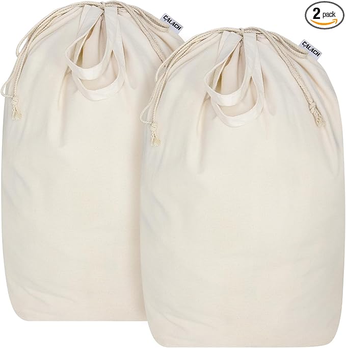 Canvas Laundry Bags with Handles & Square Base13.8"Lx13.8"Wx27.6"H, Large Heavy
