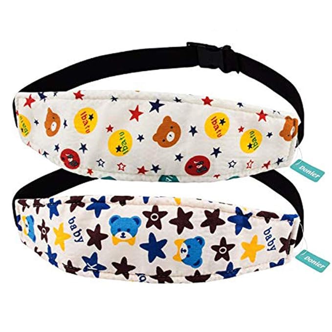 Packs of 2 Toddler Car Seat Neck Relief and Head Support, Pillow Support Head Band Easy Installation On Most Convertible Seats and Safety to Babies and Kids(Bear)