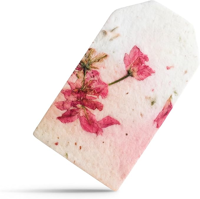 50Pcs Plantable Pink Seed Paper Tags with Wildflower Seeds, Writable & Plantable Gift for Moms, Plant Lover, Teachers, Ideal for Weddings, Baby Shower Favors, Memorial, & Celebrations