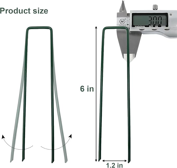 15Pcs Metal Garden Landscape Stakes 6 Inch Landscape Staples,Green Baked Enamel U Stakes for Ground for Weed Barrier,Outdoor Decoration,Tarps,Irrigation Pipes Fixed