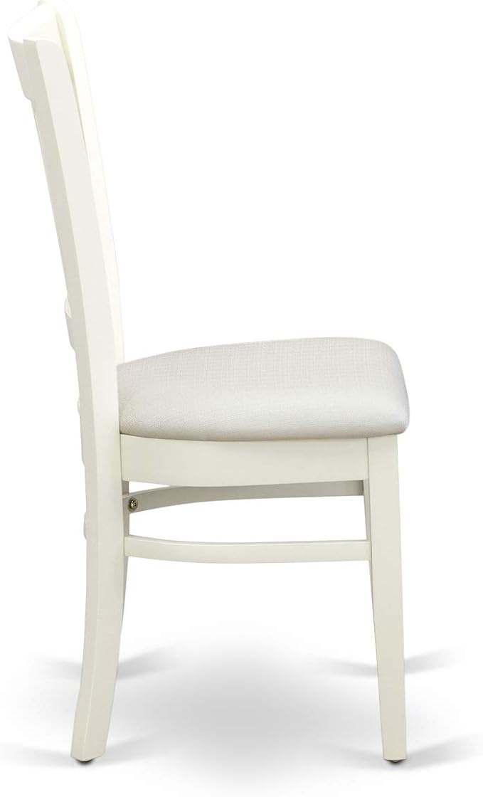 East West Furniture LGVA5-LWH-C 5 Piece Dining Set Includes a Rectangle Dining Room Table with Butterfly Leaf and 4 Linen Fabric Upholstered Kitchen Chairs, 42x84 Inch, Linen White