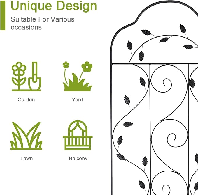 hogardeck 4 Packs 84 * 19 inch Metal Garden Trellis for Climbing Plants Outdoor,Heavy Duty,Black Coating Rustproof Trellis for Rose, Vegetable, Flowers, Expandable,Perfect for Training Climbing Plants
