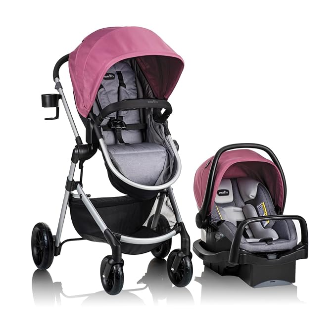 Evenflo Pivot Modular Travel System with LiteMax Preemie and Infant Car Seat (Dusty Rose Pink)