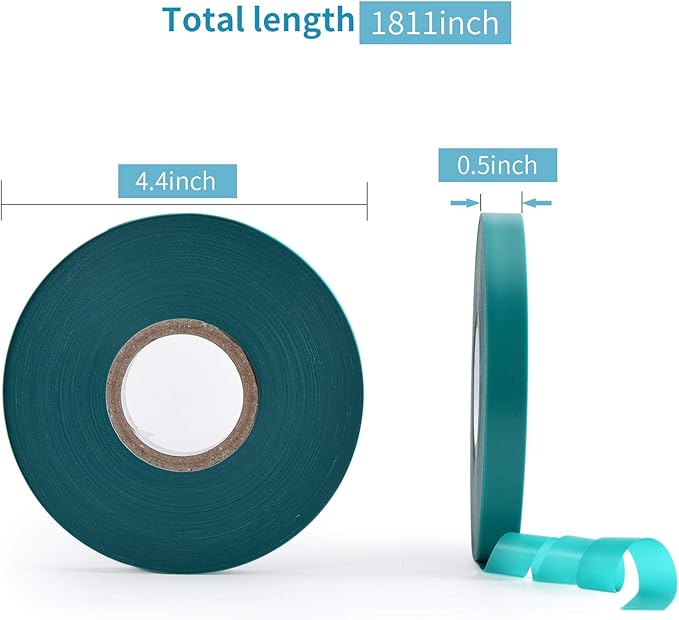 2 Pcs 150 Feet x 1/2" Wide Stretch Tie Tape Green Plant Garden Tie, Garden Vinyl Stake for Branches, Climbing Planters, Flowers