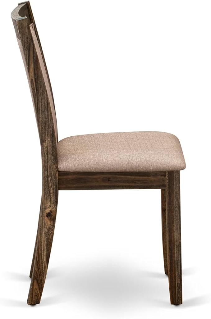East West Furniture V727MZ716-6 6 Piece Dining Set Contains a Rectangle Dining Room Table with V-Legs and 4 Dark Khaki Linen Fabric Upholstered Chairs with a Bench, 40x72 Inch, Multi-Color
