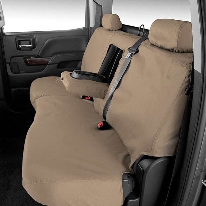 Covercraft Custom-Fit Rear-Second Seat Bench SeatSaver Seat Covers - Polycotton Fabric, Taupe