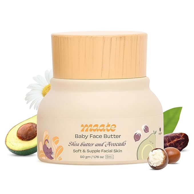 MAATE Baby Face Butter (50 gm) | Enriched with Shea Butter & Avocado | Baby Cream For Face | Baby Face Butter For Kids 0-12 years | Nourishes & Softens Skin | Quick Absorbing and Extremely Light