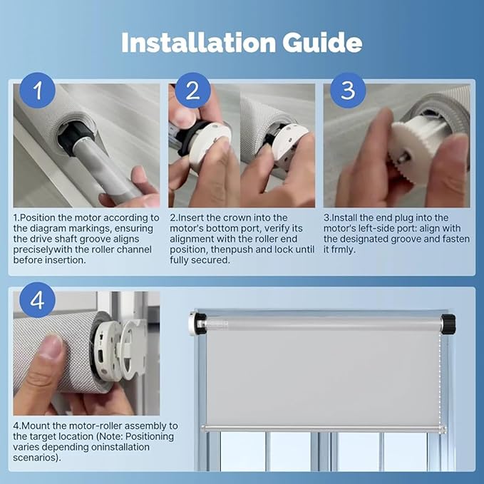 ZigBee 3.0 Smart Roller Shade Motor for 2" Tube, Heavy Duty 6.0N.m 10N.m Electric Blinds Retrofit Kit, Compatible with Alexa/Google Home (6.0 N.m Motor Suitable for Φ47mm (1.85") Groove Tube)