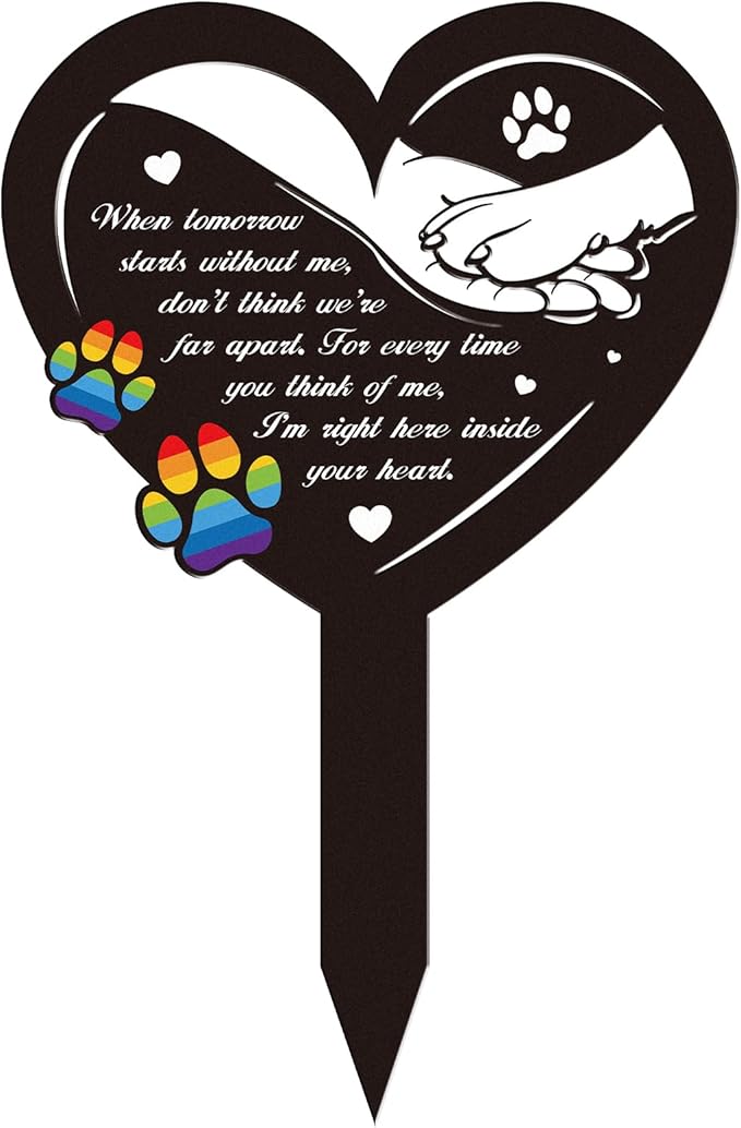 Grave Decorations for Cemetery Rainbow Bridge Dog Memorial Gifts Pet Grave Markers Dog Metal Garden Stake Headstones Decoration Graveyard Remembrance Graveside Sign for Outdoors