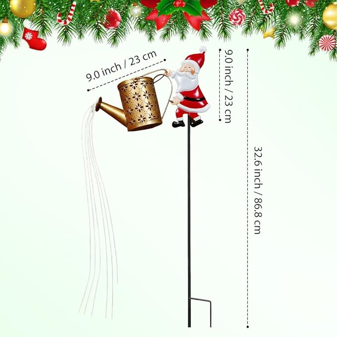 Christmas Solar Kettle Light, 2026 New Garden Lawn Decorative Light, Outdoor Hanging Solar Powered Santa Claus Watering Can with LED for Lawn Decorations (White)