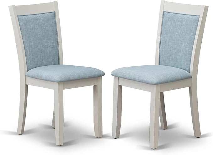 East West Furniture X027MZ015-7 7 Piece Dining Set Consist of a Rectangle Dining Room Table with X-Legs and 6 Baby Blue Linen Fabric Upholstered Parson Chairs, 40x72 Inch, Multi-Color