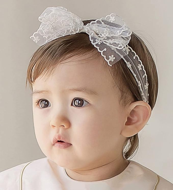 Bethynas Baby Girls Cute Bow-knot Headband Soft Lace Floral Hairbands Newborn Infant Toddlers Kids Hair Accessories (Style 2)