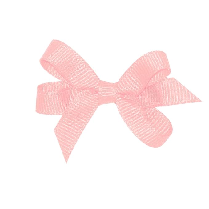 Wee Ones Girls' Classic Grosgrain Hair Bows with Plain Wrap Center, No-Slip Hair Clip, Handmade, Light Pink, Baby