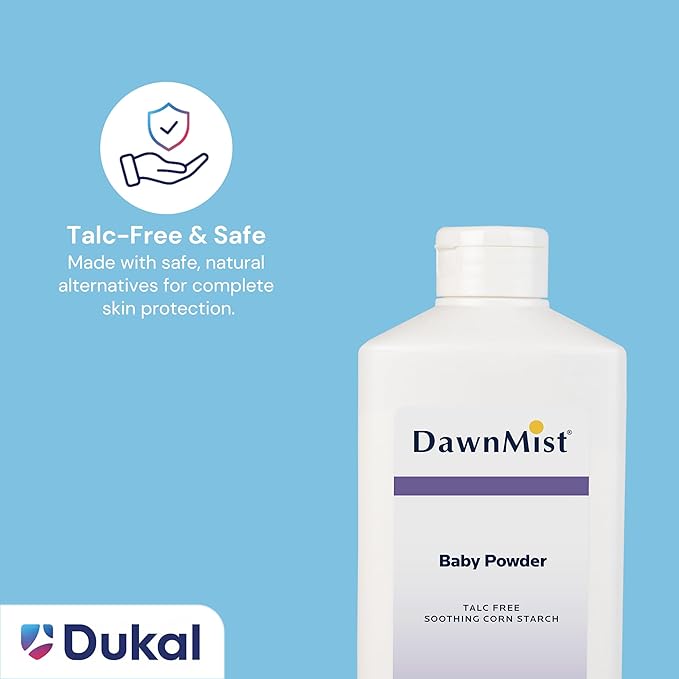 Dukal DawnMist Cornstarch Baby Powder 14 oz – Pack of 2 | Gentle, Talc-Free Formula for Baby & Adult Use, Soothes & Absorbs Moisture