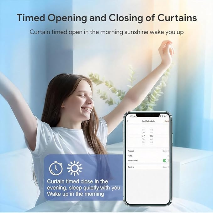 ZigBee 3.0 Dual Motor Smart Curtain Track System, Ripple Fold Electric Drapery Rods, Independent Left Right Control Day Night Curtains, 1.2N.m Mini Automatic Opener (5 meters (196.8 inches))