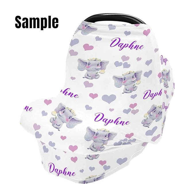 Personalized Deer Woodland Baby Car Seat Covers with Name, Custom Nursing Cover Breastfeeding for Babies, Carseat Canopy for Boys and Girls, Infant Stroller Cover, Breathable Carseats Cover
