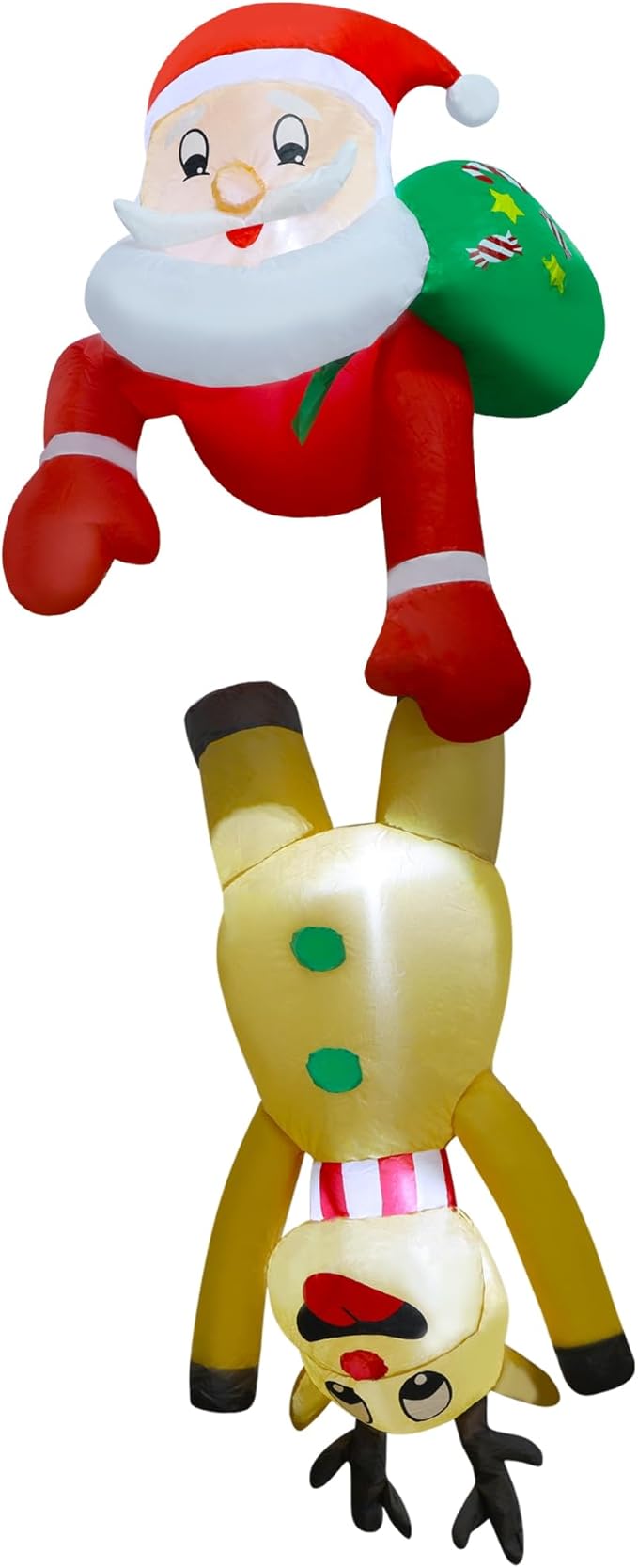 DR.DUDU 7 FT Christmas Inflatable Outdoor Decorations, Blow Up Santa Claus with Reindeer Hanging Xmas Inflatables Decor with LED Lights for Yard Lawn Porch Garden Holiday Party