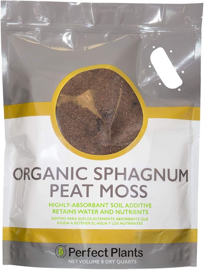 Organic Sphagnum Peat Moss by Perfect Plants - Absorbs Essential Nutrients When Added to Soil and Enriches Plant Roots - Indoor and Outdoor Use (8qts.)