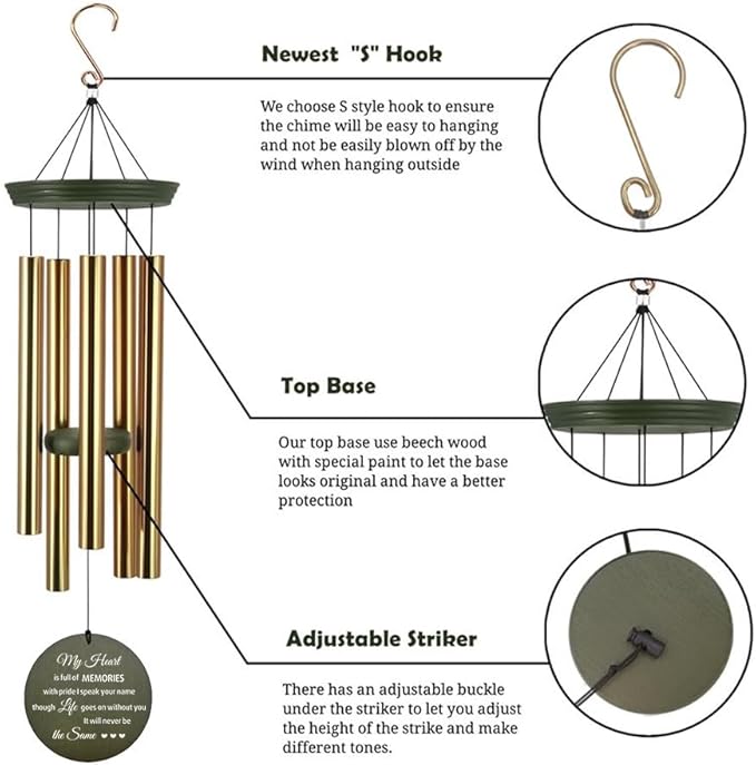 Personalized Wind Chimes 36inch, in Loving Memory of Sympathy Wind Chimes, Memorial Funeral Gifts, Cardinal Bird Deep Tone Wind Chime, Loss of Loved Dad/Mom Outdoor (Produced in USA)