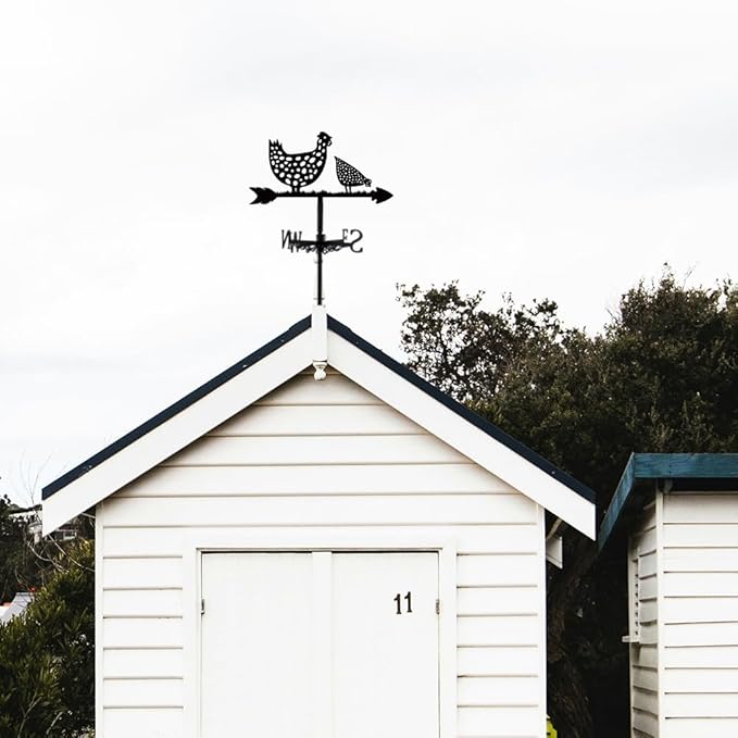 SUPERDANT Rooster Weather Vane Spotted Chicken Wind Vanes for Yard Animals Metal Weathervane Roof Mount for Gardens Outside Black Weathervanes Farmhouse Farm Barn Sheds Patio Decorations