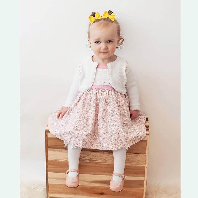 3' Hair Bows Clips for Girls & Toddlers - 6 PCS Alligator Clips Grosgrain Ribbon Solid Color Hair Accessories - Yellow
