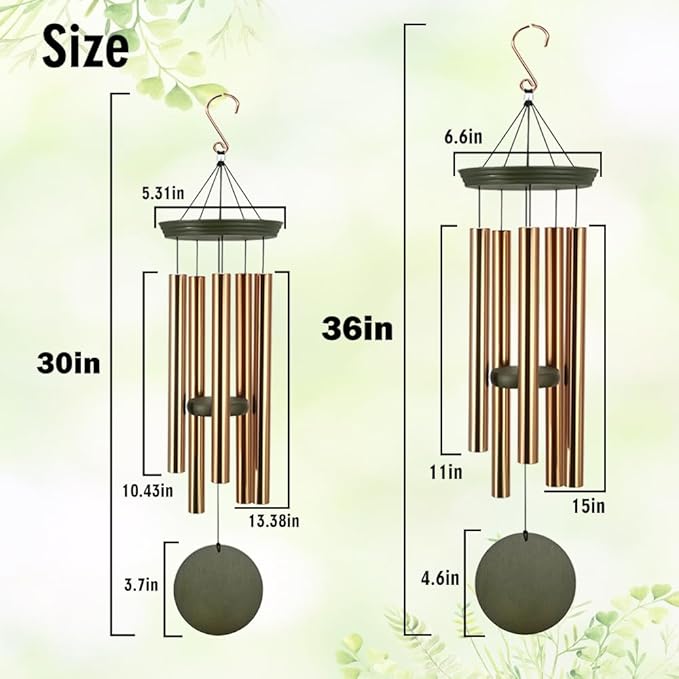 Sympathy Wind Chimes, Personalized Hummingbird Wind Chimes, 36inch Memorial Gifts for Loss of Loved Mom/Dad, Windchime in Loving Memory, Garden Decor Outside (Produced in USA)